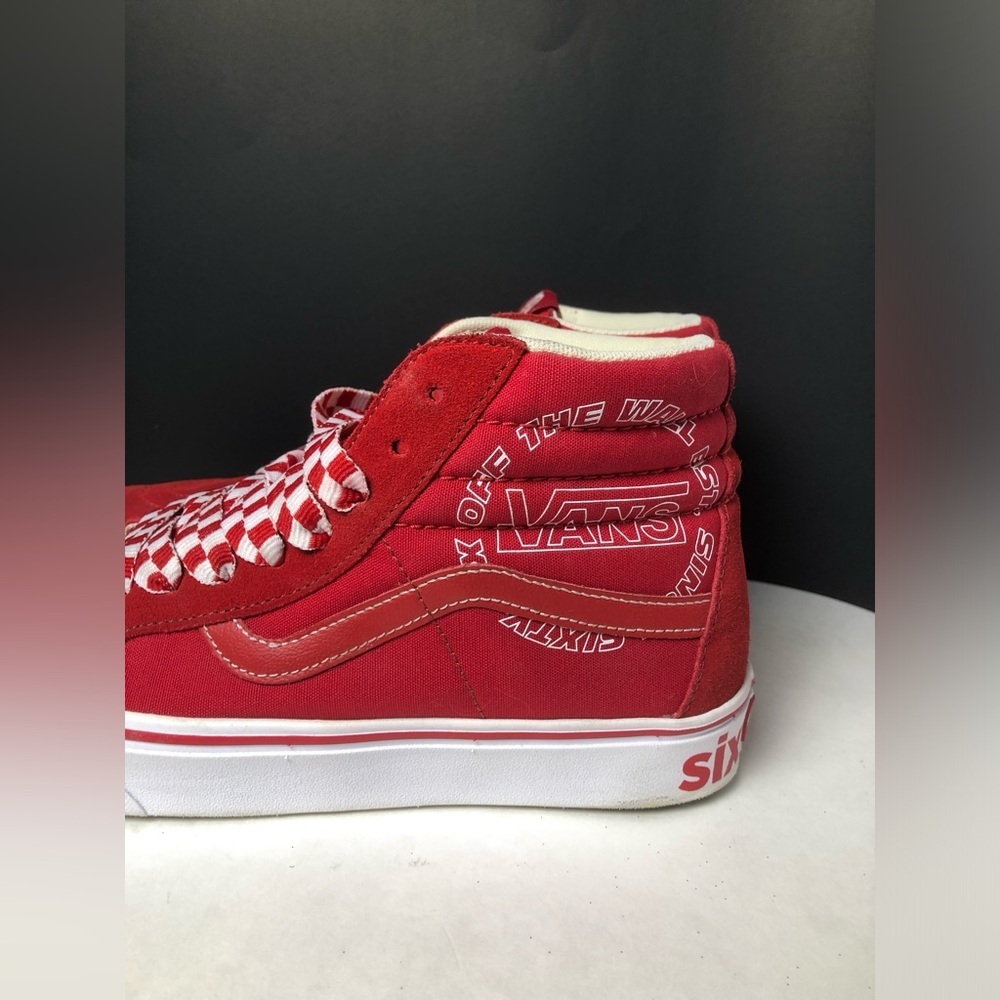 🍄Vans Red High-Tops with Checkered Laces🍄 - Picture 7 of 15